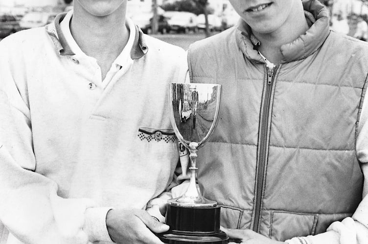 Peter and Robert Elvers, winners of the under-18 boys doubles at the Teignmouth Tennis Tournament in June 1989