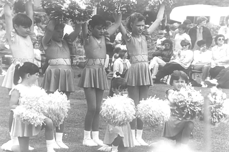 Bovey Tracey Troopers Juniors  taking part in a majorette competion held in Chudleigh in June 1989