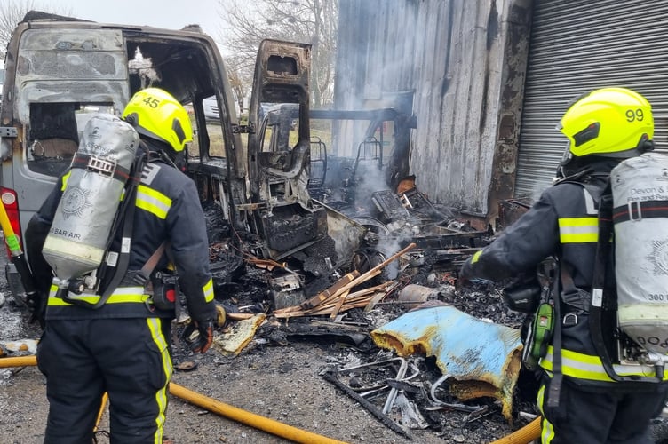 Fire crews tackle the blaze at Abbotskerswell. Photo: Newton Abbot Fire Station