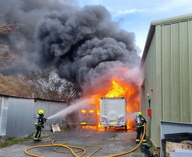 Fire crews tackle double motorhome blaze