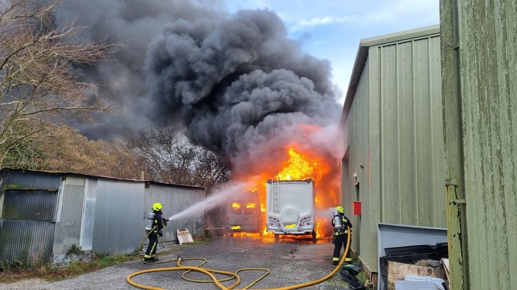 Fire crews tackle the blaze at Abbotskerswell. Photo: Newton Abbot Fire Station