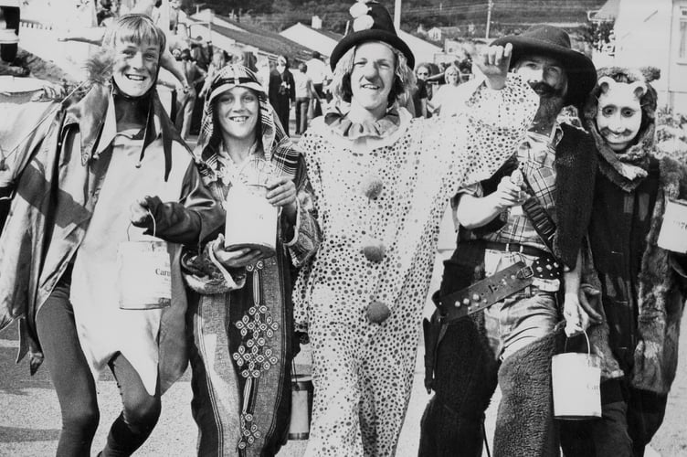 Bovey Tracey Carnival from 1976. Carnival collectors head out to rattle the tins