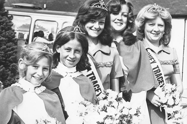 Bovey Tracey Carnival from 1976. The Royal Party for'76