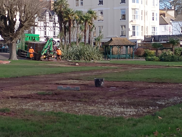 Testing work by South West Water on the Lawn in Dawlish has been completed. Photo Noreen Goodchild.