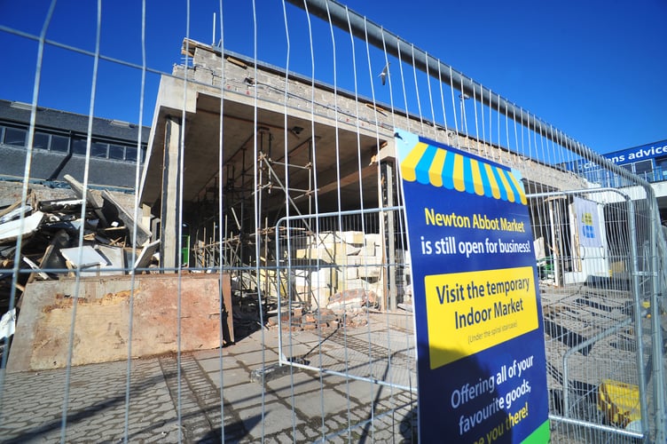 Work continues on the development palns to  revitalise the  market and food hall in Market Square,  Newton Abbot.