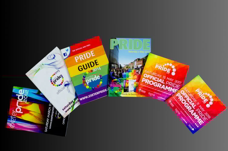 Some previous Exeter Pride programmes.