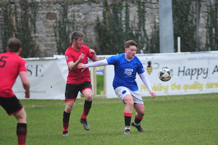 Football. South Devon Premier League. Newton Abbot Spurs 2nds versus East Allington United. A 3-2 home win at the Rec for Spurs