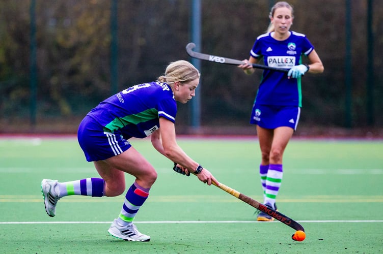 Sophie Walker who scored six in Ashmoor Women's 12-0 win against Okehampton on the ball
