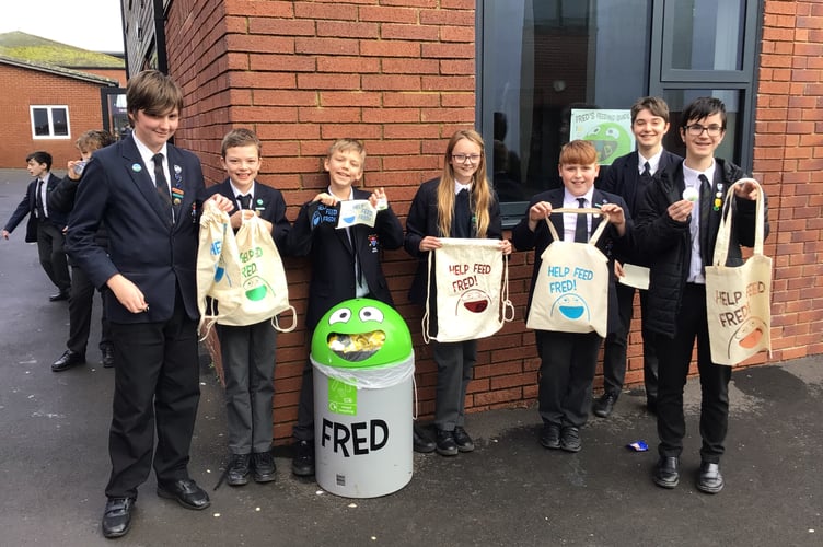 Teign School's outdoor recycling bin called Fred. 