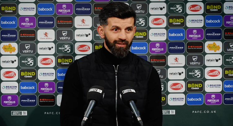 Plymouth Argyle head coach Miron Muslic addresses the media following his side's 5-1 win over Millwall