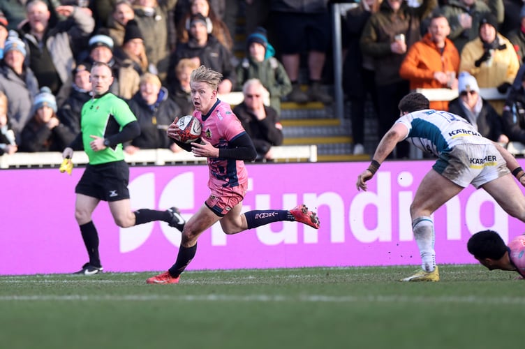 Exeter Chiefs full-back Josh Hodge in Premiership Rugby Cup action against Gloucester at Sandy Park