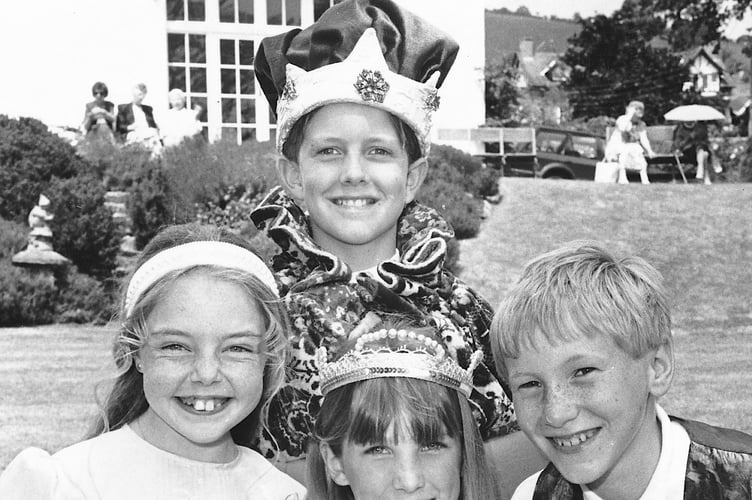 Carnival royalty at Bishopsteignton Chruch Fete in June 1994. Pictured here are attendan Natalie Furneaux (11), King MAtthew Mann (11), Queen Emma Murray and attendant Kurt Zielinski