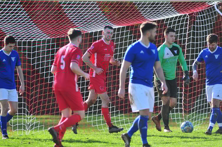 South Devon Football  League . Kingsteignton Athletic versus Liverton United in a Herald Cup clash. Ten goals in total from the game but it went in the Rams' favour who scored eight of them as opposed to Liverton's two.