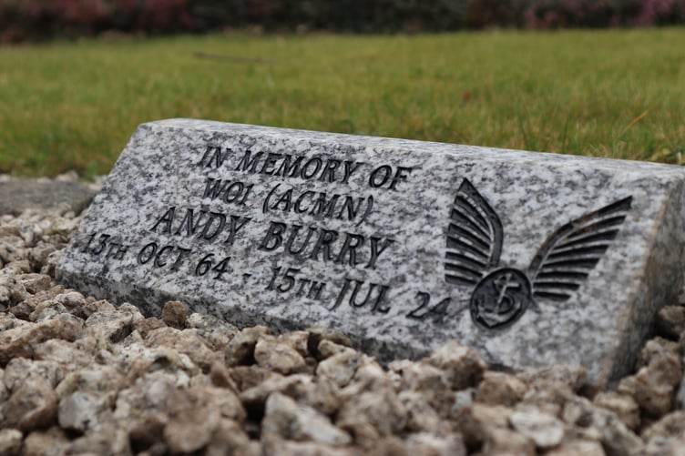 Memorial to former Royal Navy aircrewman Andy Burry at RNAS Culdrose. Photo Royal Navy