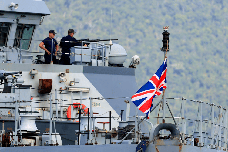 Pictured is HMS Tamar, an offshore patrol vessel of the Royal Navy