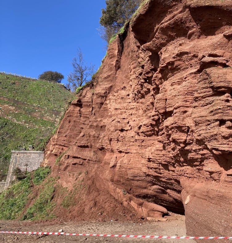 Rockfall at Coryton Cove Dawlish February 2025