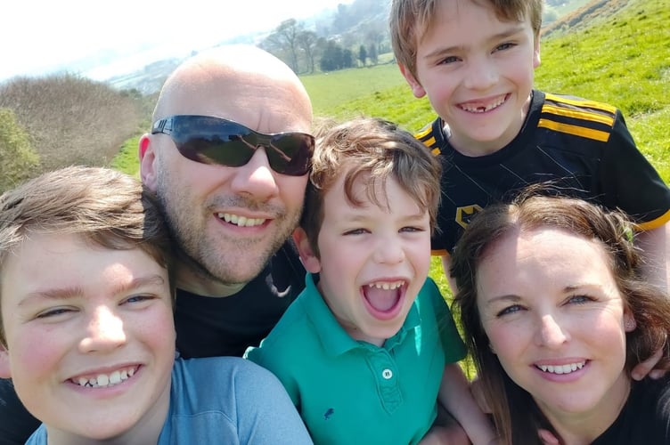 Russell Mackuin with his partner Ruth Patton and their children, Freddie, Noah and George