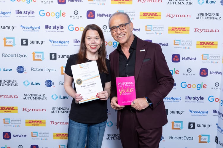 Natalie trice and Theo Paphitis at the Small Business Sunday (SBS) network conference