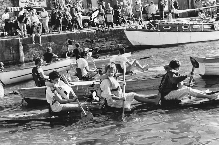 Teignmouth Fiesta 1987. Whatever floats your boat - the start of the raft race