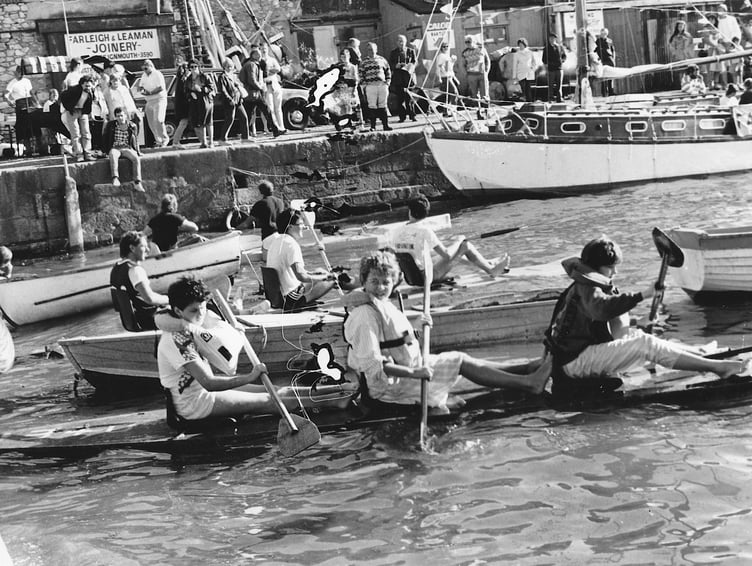 Teignmouth Fiesta 1987. Whatever floats your boat - the start of the raft race
