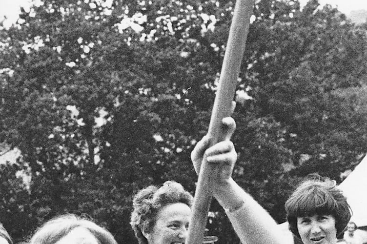 Up and over -  sheaf pitching at the Christow Show in  the mid-1970s