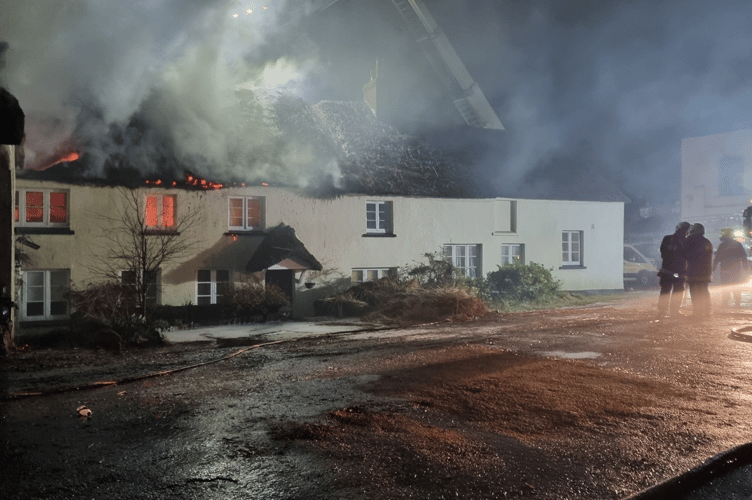 The thatched roof fire occurred in Drewsteignton 