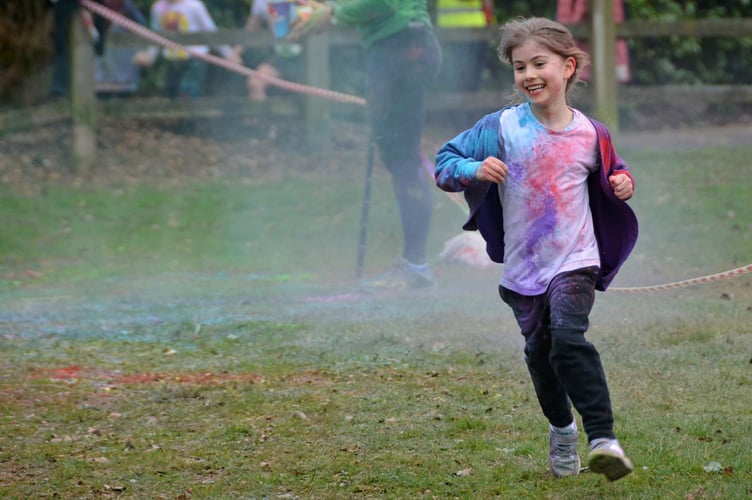 Pupil Elise Makoric  taking part in the Chistow Primary School Colour Run