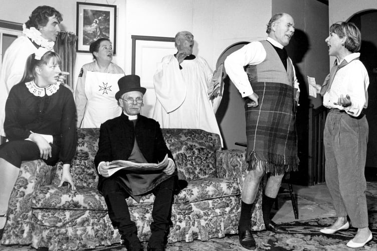 Zany, madcap events transpire in the farce Pools Paradise performed by Buckfastleigh's amateur dramatic society in November 1990