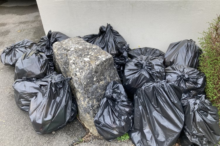 Kingsteignton litter pickers collected 15 bin bags of rubbish. Photo Kingsteignton Town Council