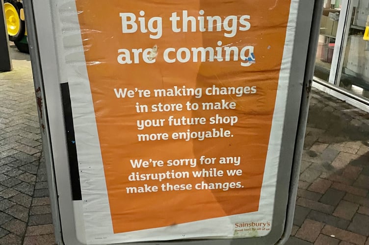 Sainsbury's sign refurbishment Newton Abbot Penn Inn