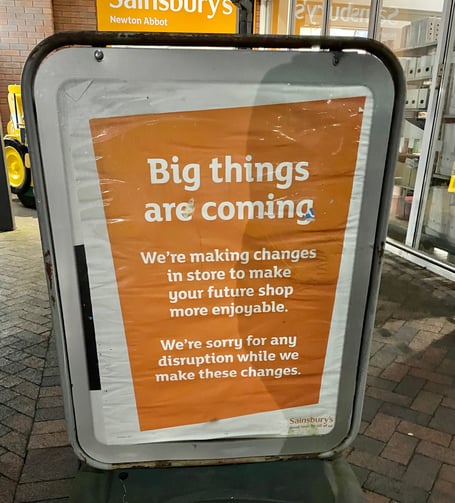 Sainsbury's sign refurbishment Newton Abbot Penn Inn