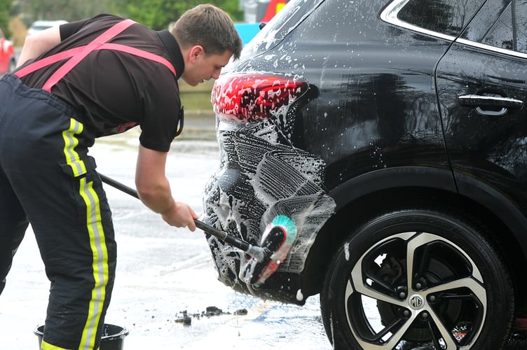 Charity car wash at Bovey Tracey Fire Station
