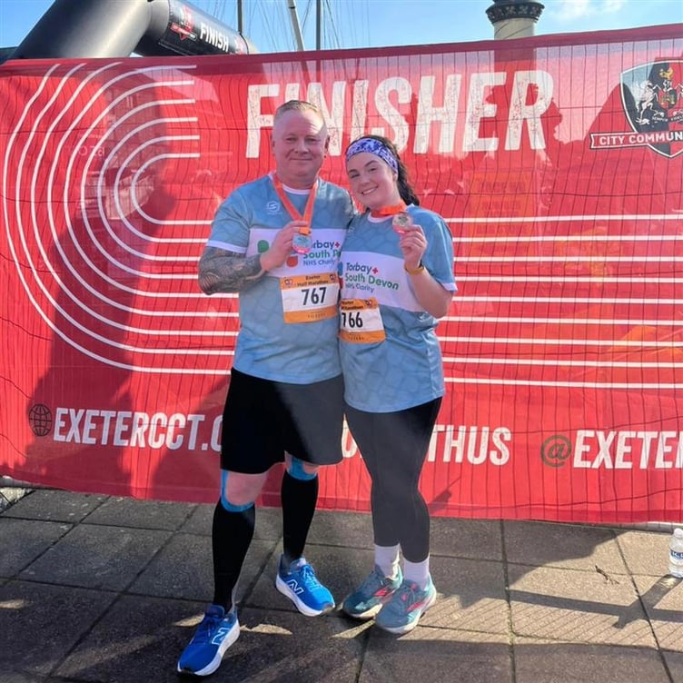 Duncan and Alaska Rudall at the Exeter Half Marathon.