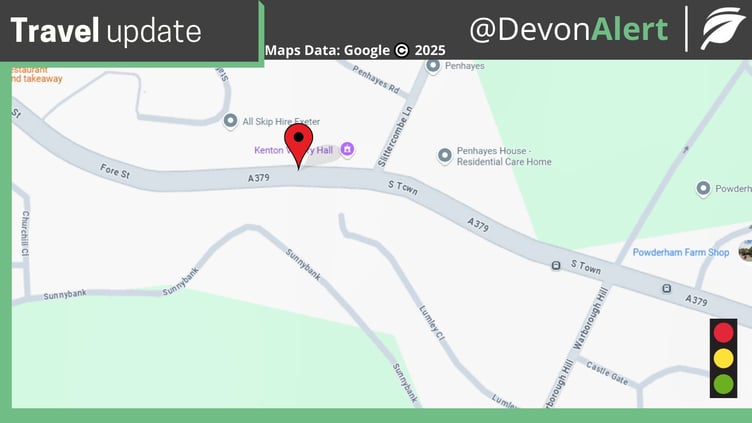 Location of Kenton landslip. Photo Devon Alert/Google