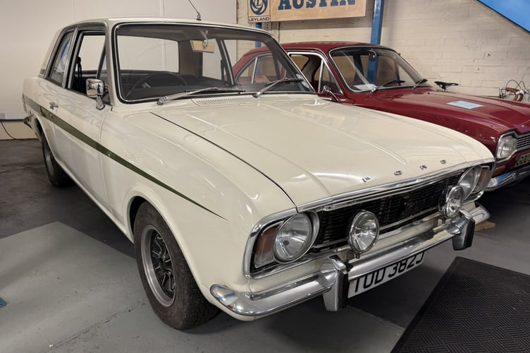 A 1970 Ford Cortina Lotus from Moretonhampstead Motor Museum which is expected to sell for between £20,000-30,000 at auction. Photo Charterhouse Auctioneers 