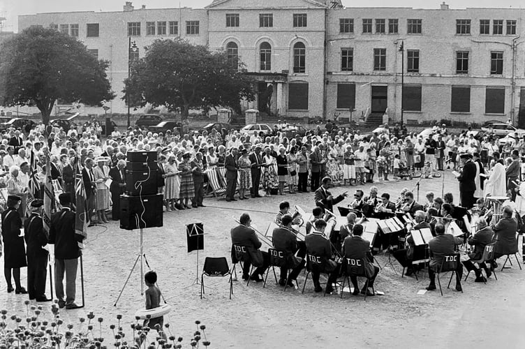Teignmouth's VJ service on the Den in August 1995 commemorating 50 years since the end of World War 2.