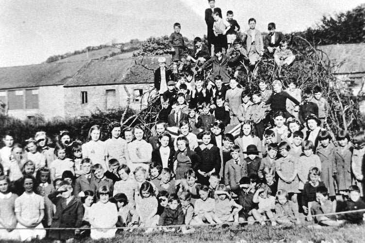 VE Day celebrations from May 1945. Preparations for a victory bonfire in Ashburton