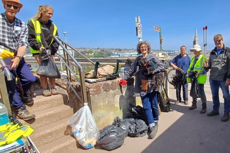 Friends of the River Teign volunteers scoured both sides of the river and collected an array of litter.