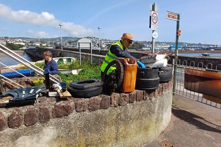 Two large piles of rubbish were collected from the Friends of the River Teign clean up