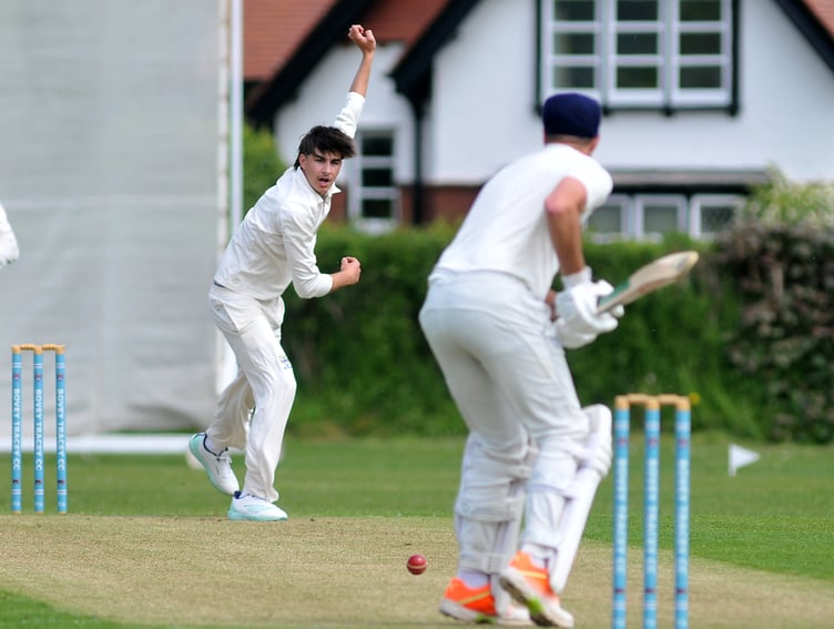 Devon Cricket League B Division. Bovey Tracey 2nd XI versus Ivybridge 1st XI. Bovey bower  Jack Ansley