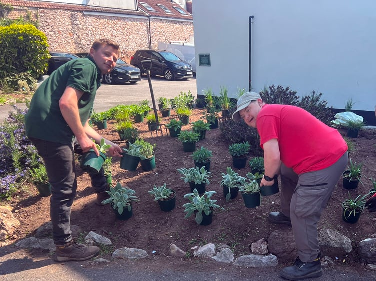 Getting stuck in, Dawlish Gardens Trust trainees working at the Manor House in Dawlish. photo Dawlish Town Council