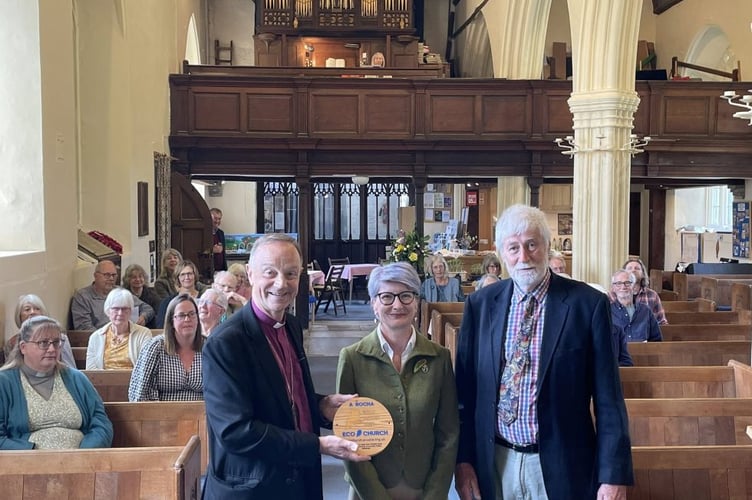 The Bishop of Exeter joined the congregation at St Mary's Dunsford to celebrate winning the Gold Eco Church award.