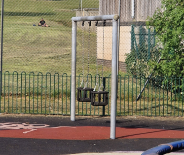 The scene in Dawlish where a teenager became trapped in a baby's swing.