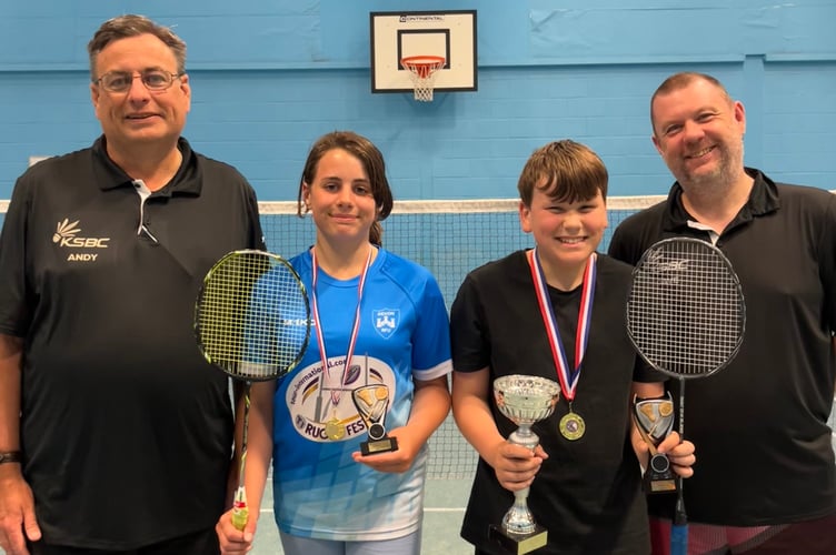 Group two winner and runner up presentation for Kingsteignton Shuttles Junior Badminton Club