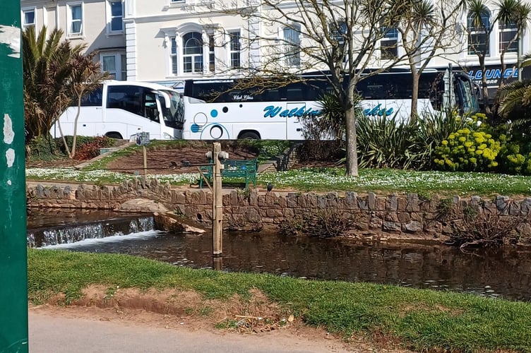 Coaches parking in Dawlish town centre. Photo Robert Allum 