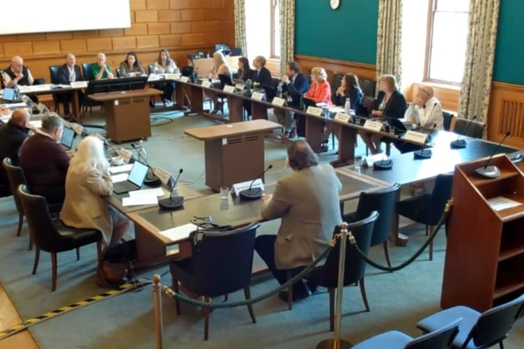 The first meeting of Devon County Council's new cabinet. Photo Devon County Council
