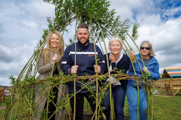 Wales & West Utilities Louise Alfaresi and Andy Taylor with Councillor Jo Cumbley and Alison Melville-Shreeve from Shaldon Parish Council