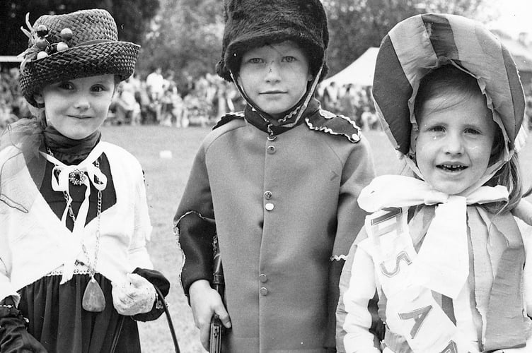 KIngsteignton Ram Roast Fair from May 1973. Youngsters taking part in the fancy dress parade