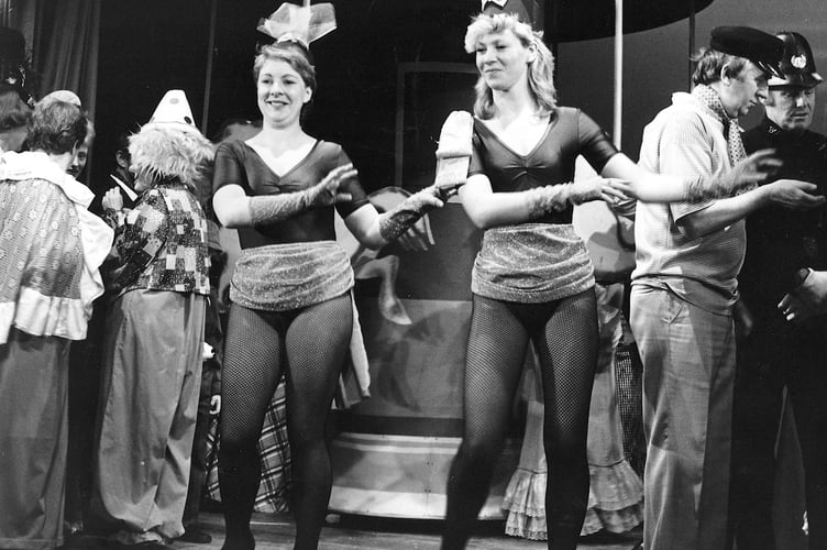 Gill Mantanle and Mandy Bond in the opening scene of Dawlish Operatic's production of Carousel from April 1987