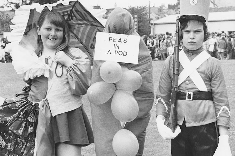 KIngsteignton Ram Roast Fair from May 1973. Youngsters taking part in the fancy dress parade